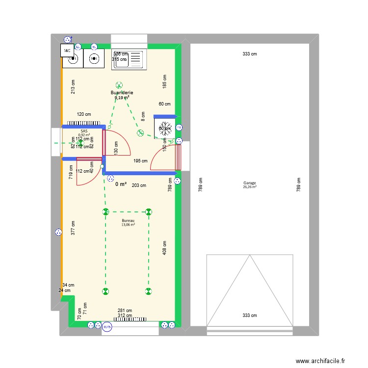 Heurtel-Pérès - Projet. Plan de 5 pièces et 76 m2