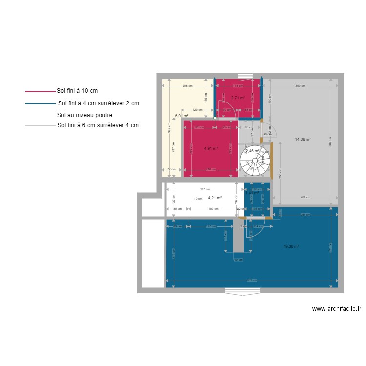 grenier 12. Plan de 8 pièces et 54 m2