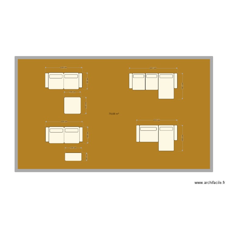 CONFIG C. Plan de 1 pièce et 80 m2