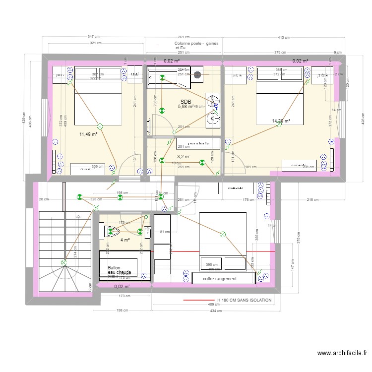 LEROUX LA BAULE R+1 Electricité 18;04.2023. Plan de 8 pièces et 39 m2