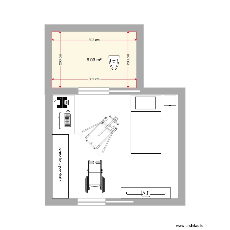 PLAN TYPE CHAMBRE PMR. Plan de 0 pièce et 0 m2