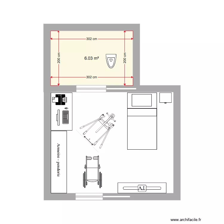 PLAN TYPE CHAMBRE PMR. Plan de PLAN TYPE CHAMBRE PMR. Plan de