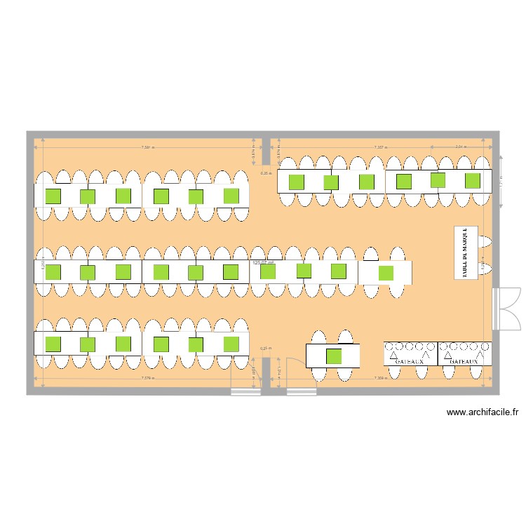 salle communale 120PLACES 60 DOUBLETTES ED2 - Plan dessiné par miron26