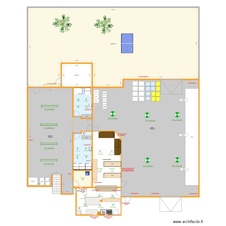 BOX AVEC PLANS ELECTRIQUE. Plan de 28 pièces et 809 m2