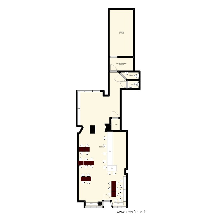bar. Plan de 0 pièce et 0 m2