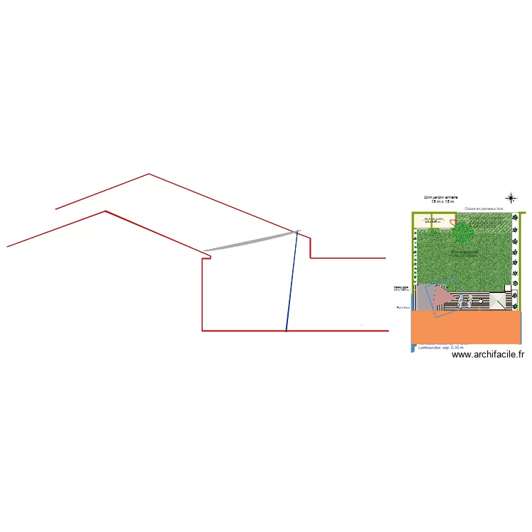 NIEUL Jardin Arri&egrave;re Voiles d ombrage. Plan de 
