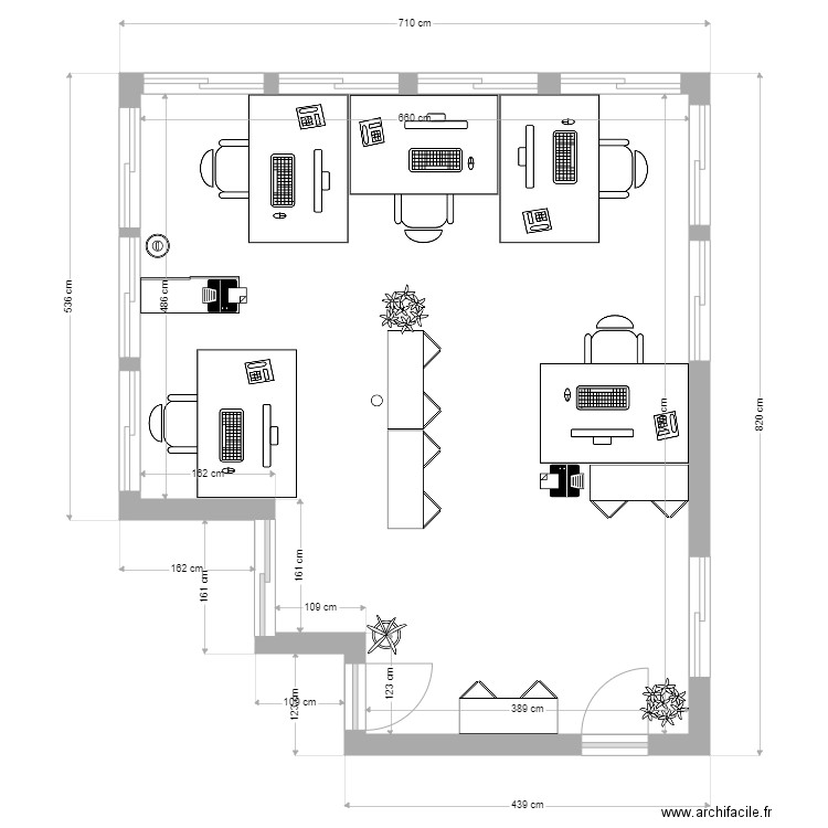 AMENAGEMENT BUREAU OPEN 5. Plan de 1 pièce et 45 m2