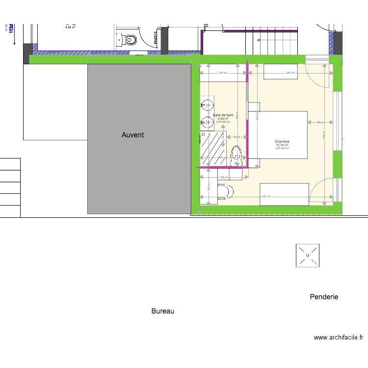 Détail aménagement Chambre et auvent 1. Plan de 0 pièce et 0 m2