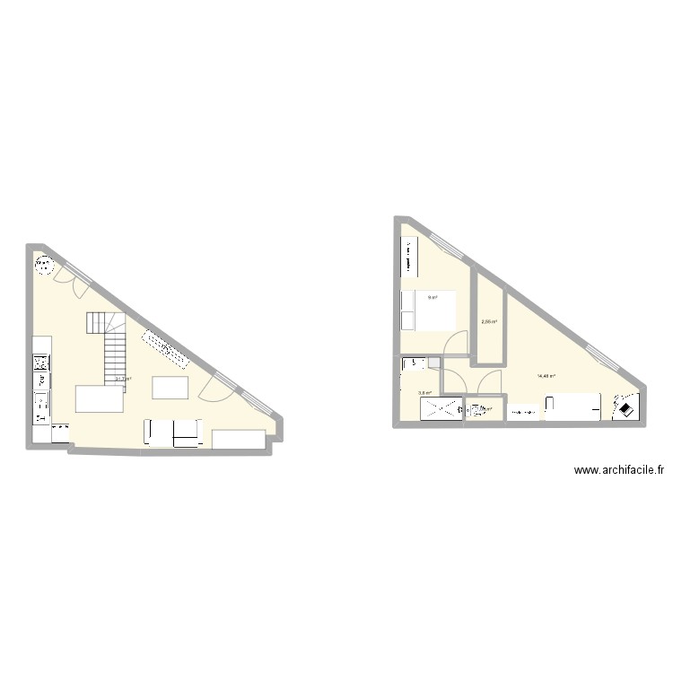 Plans appartements. Plan de 6 pièces et 62 m2