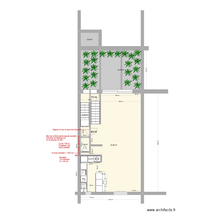 Construction Banning 83 2e étage. Plan de 6 pièces et 74 m2