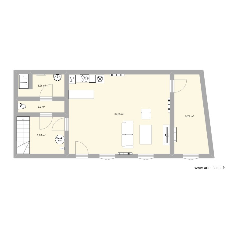 maison pluvigner. Plan de 5 pièces et 55 m2