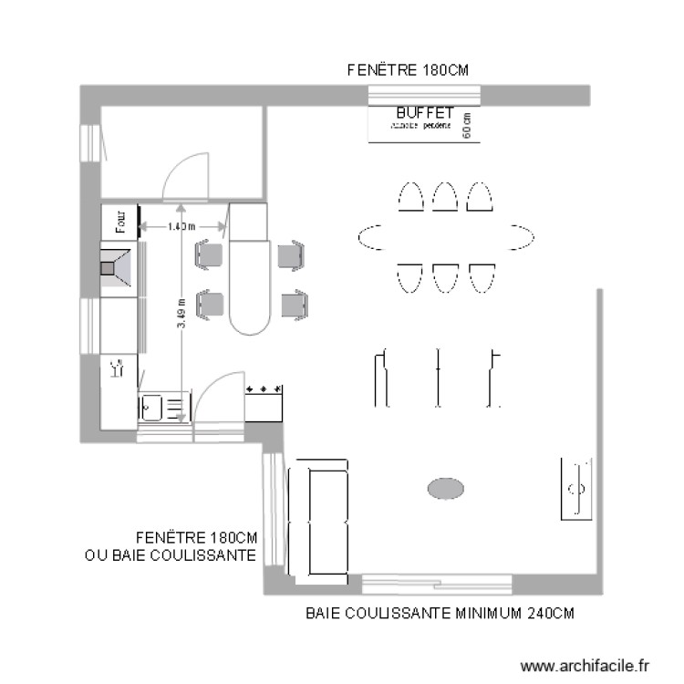 Pi&egrave;ce de vie Frodon PORTE DANS CUISINE 1. Plan de 0 pièce et 0 m2