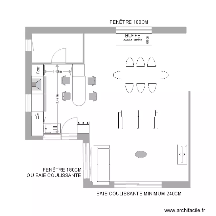 Pi&egrave;ce de vie Frodon PORTE DANS CUISINE 1. Plan de 
