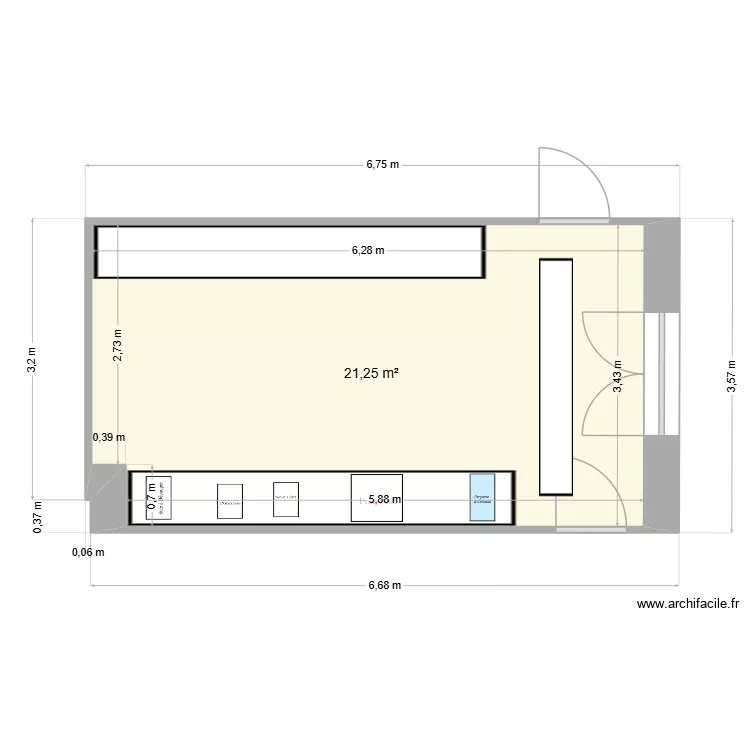 Plan Atelier. Plan de 2 et 43 m² Plan Atelier. Plan de 2 et 43 m²