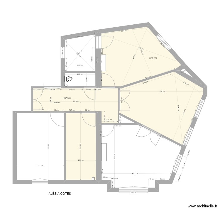 PLAN COTES ALESIA. Plan de 6 pièces et 94 m2