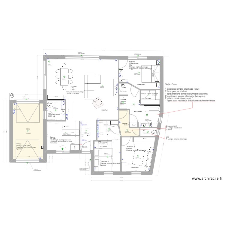 Maison St Sauveur. Plan de 3 pièces et 145 m2