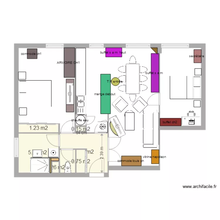 plan odile A avec chambre. Plan de 