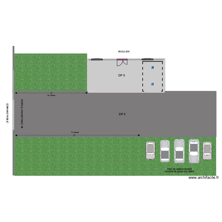 Commerce fruits et l&eacute;gumes Allonnes cheminement ext&eacute;rieur. Plan de 