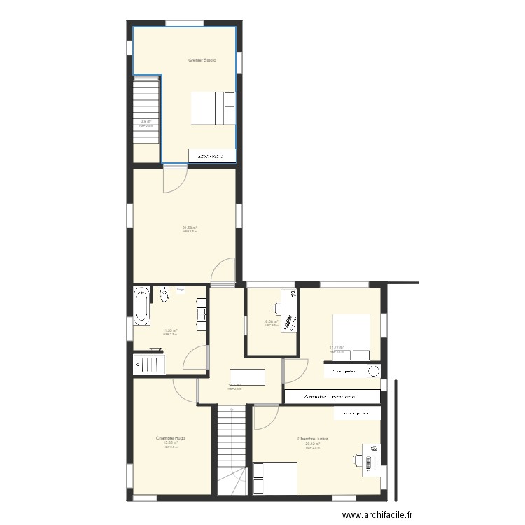 Maison container  Terrain. Plan de 9 pièces et 133 m2