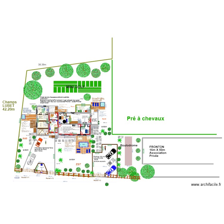 plan masse maison avec jardinerie metrés 15 juin parkings. Plan de 2 pièces et 53 m2