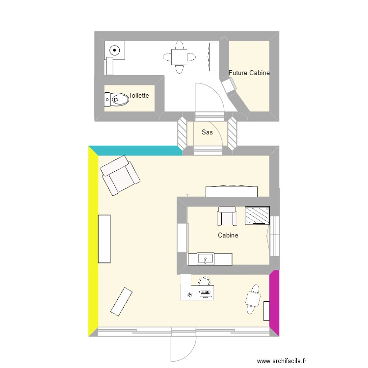 institut . Plan de 5 pièces et 25 m2