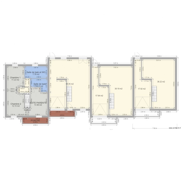 cha et. Plan de 0 pièce et 0 m2