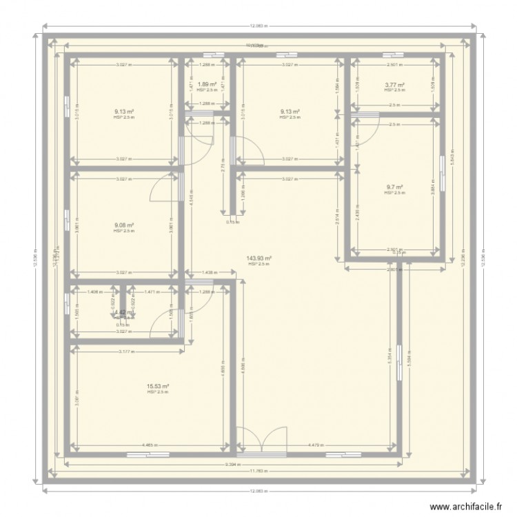 villa 02. Plan de 9 pièces et 207 m2