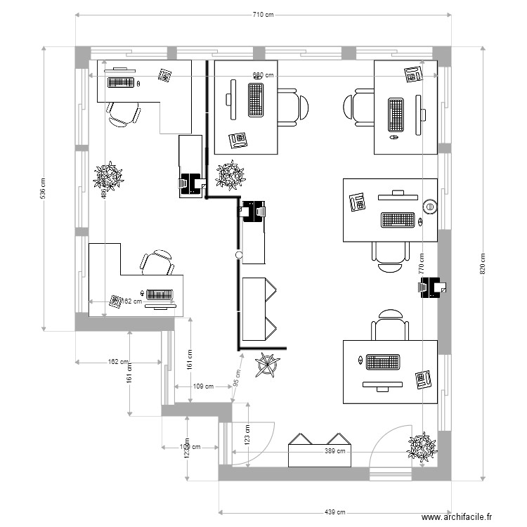 AMENAGEMENT BUREAU OPEN 3. Plan de 1 pièce et 45 m2