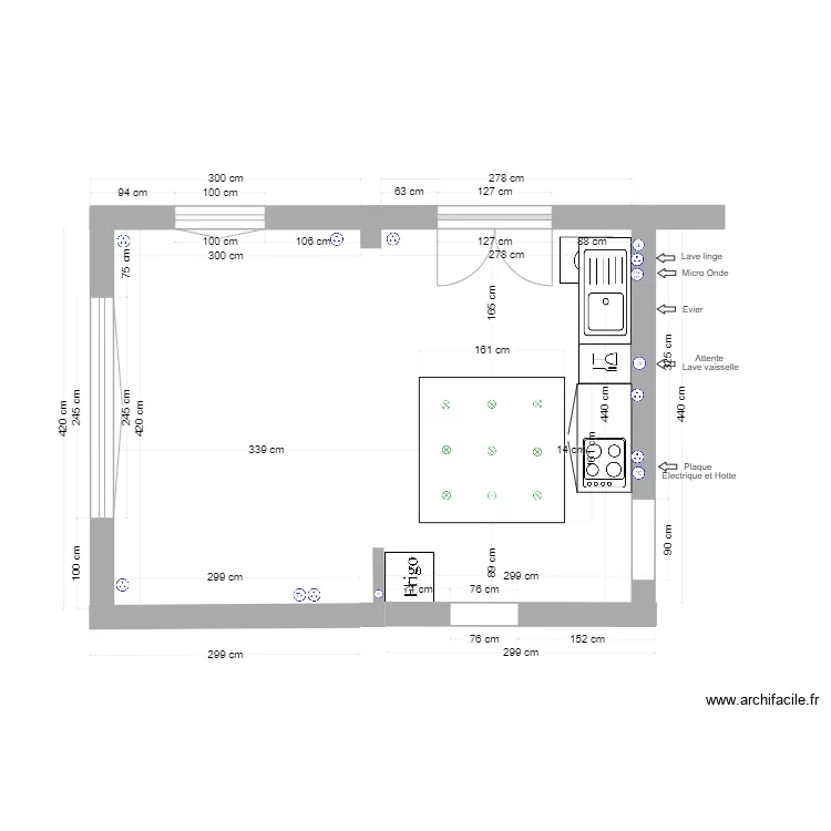 Bas salon. Plan de 