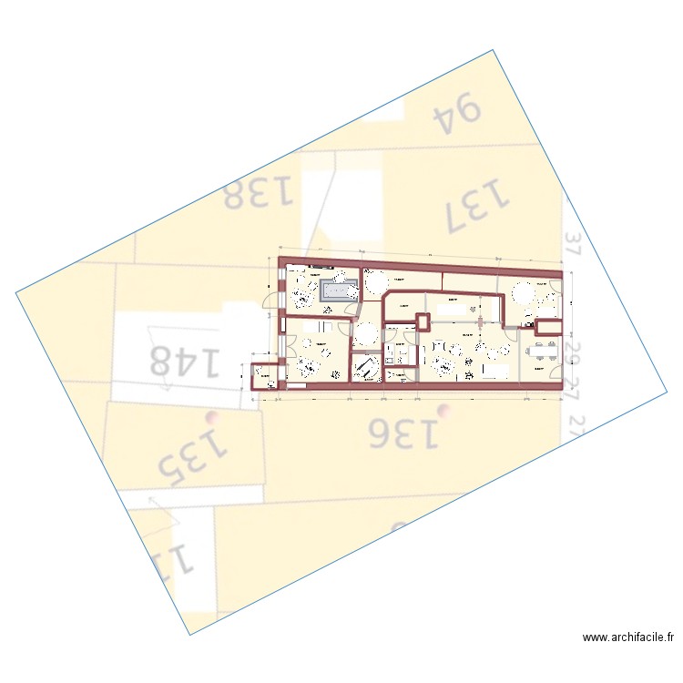 Romainv3. Plan de 14 pièces et 122 m2