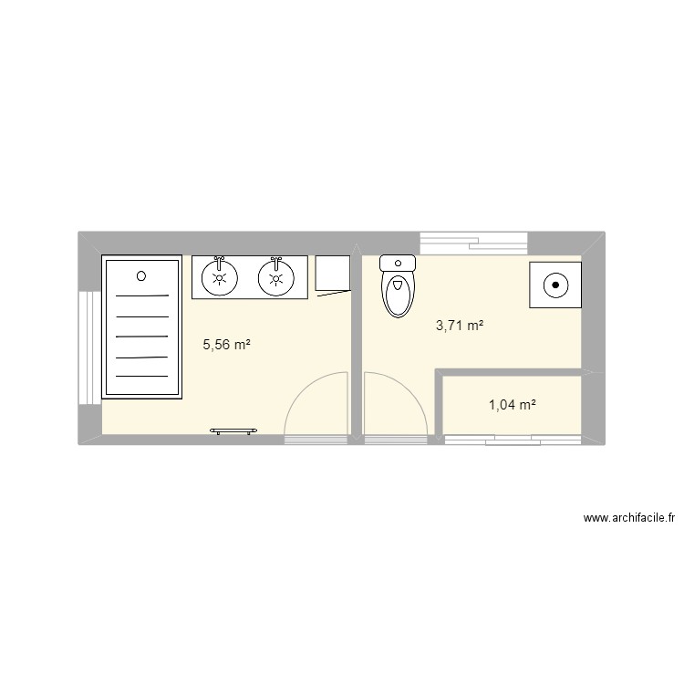 sdb alabedra V1. Plan de 3 pièces et 10 m2