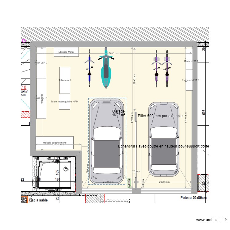 Gleizé Garage 61-62 BIS. Plan de 1 pièce et 46 m2