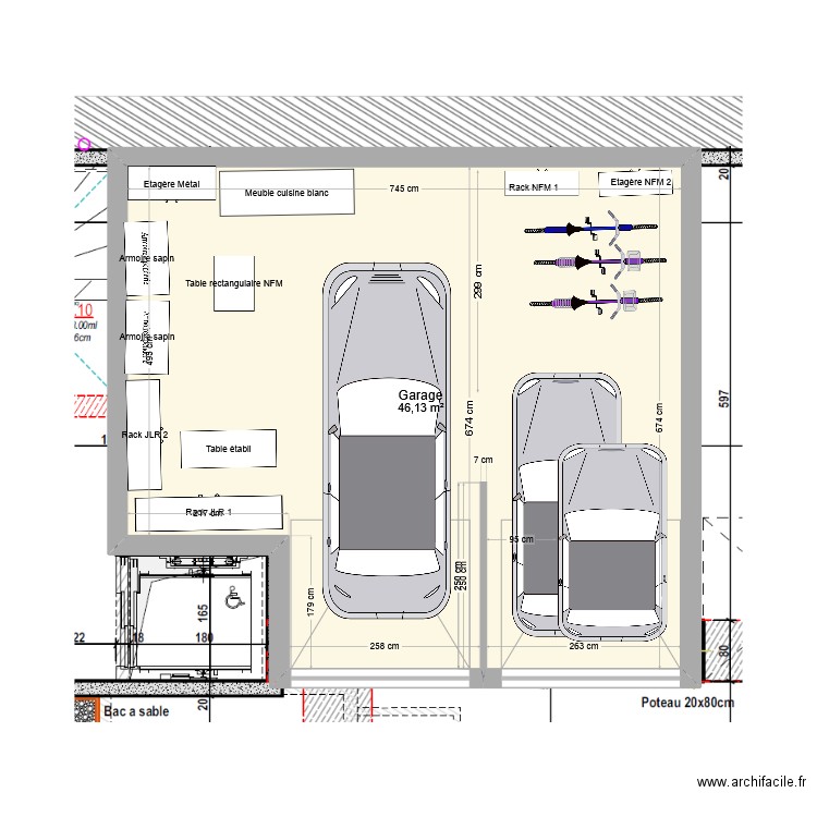 Gleizé Garage 61-62 BIS. Plan de 1 pièce et 46 m2