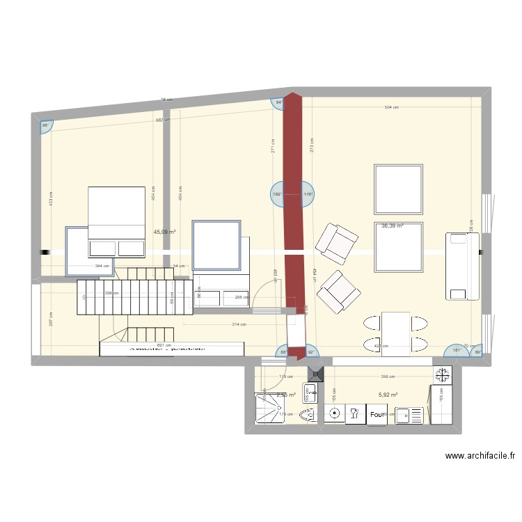 CROCQ NIVEAU 3 v1. Plan de 4 pièces et 90 m2