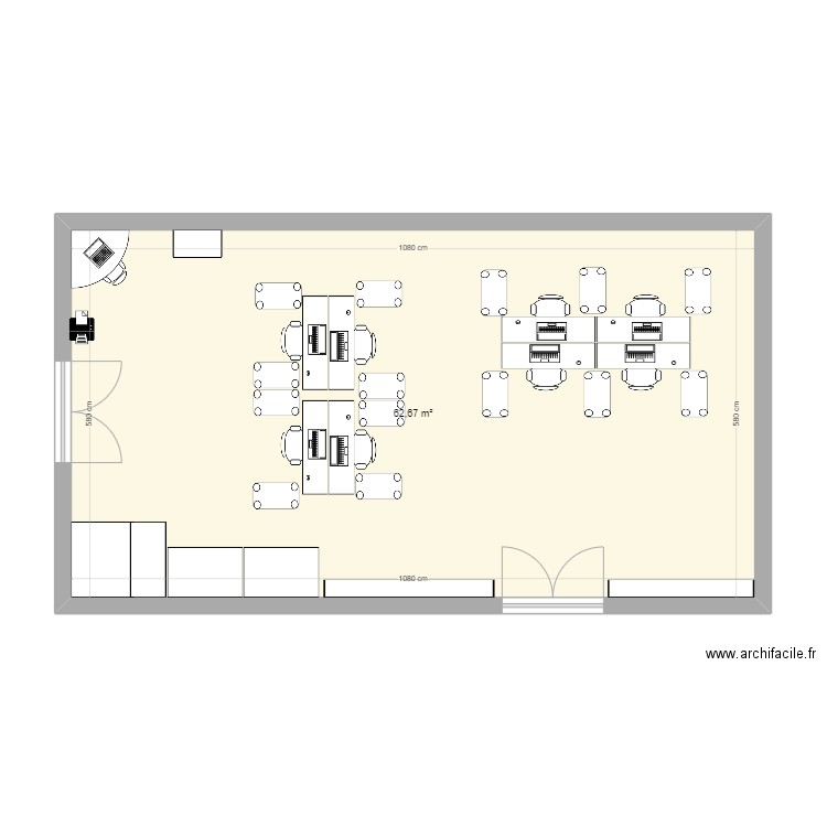 Bureau Saisie V2. Plan de 1 pièce et 63 m2