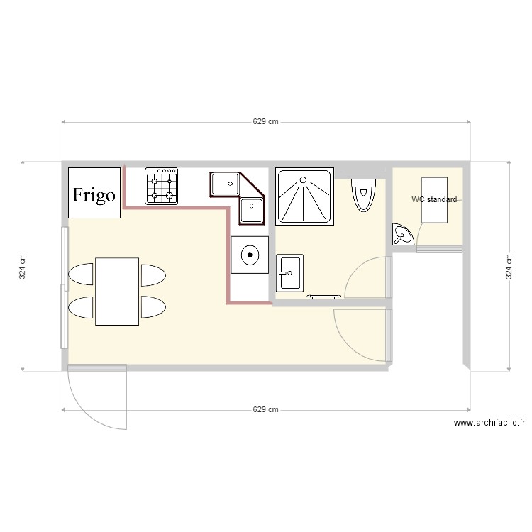 farouk karit cuisine. Plan de 7 pièces et 18 m2