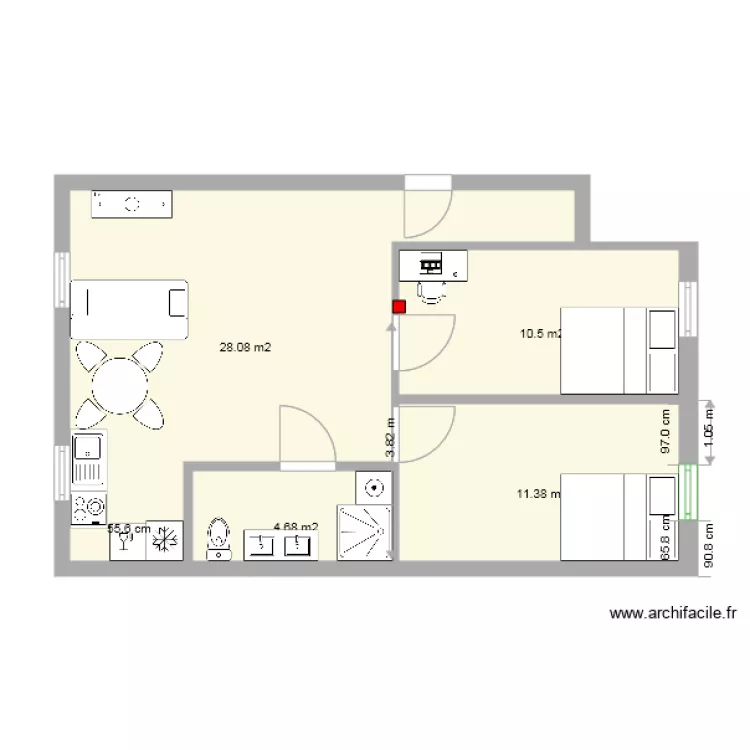 apartamendua berria 3 avec poteau. Plan de 