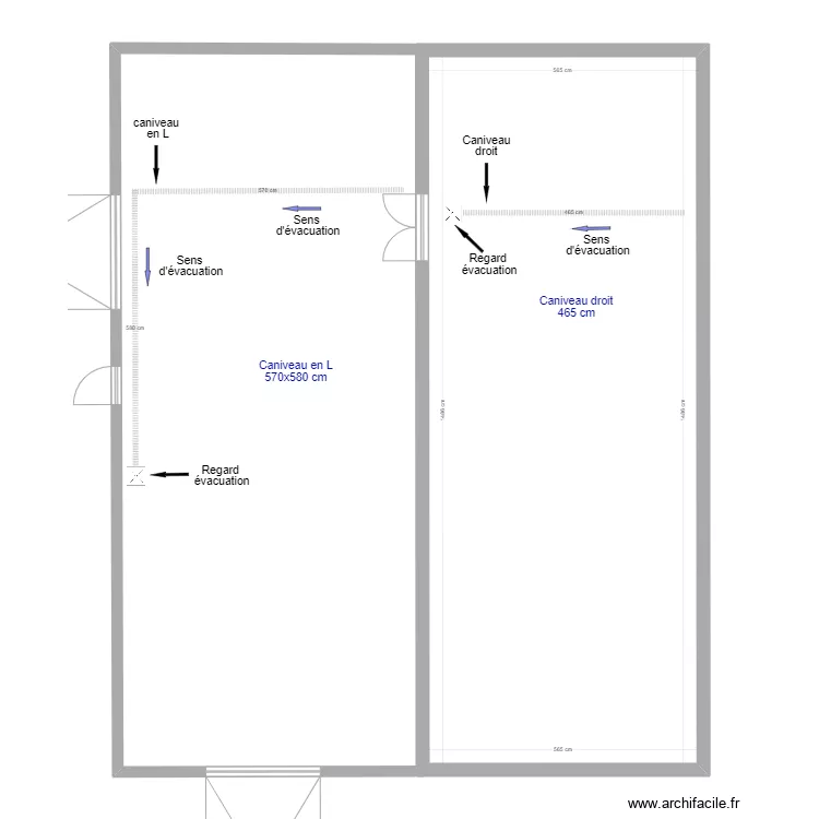 Am&eacute;nagement caniveau. Plan de 