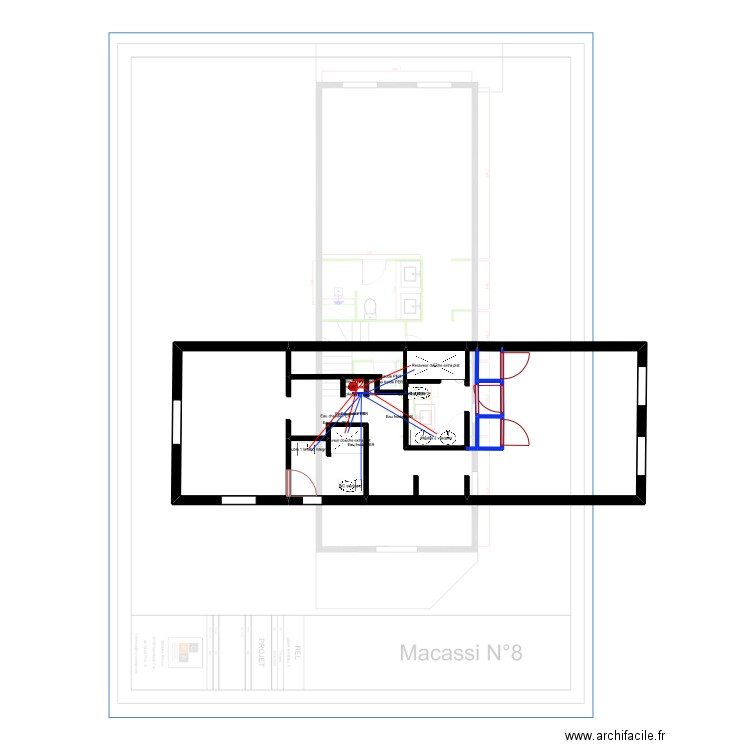 etage actuel macassi. Plan de 4 pièces et 6 m2