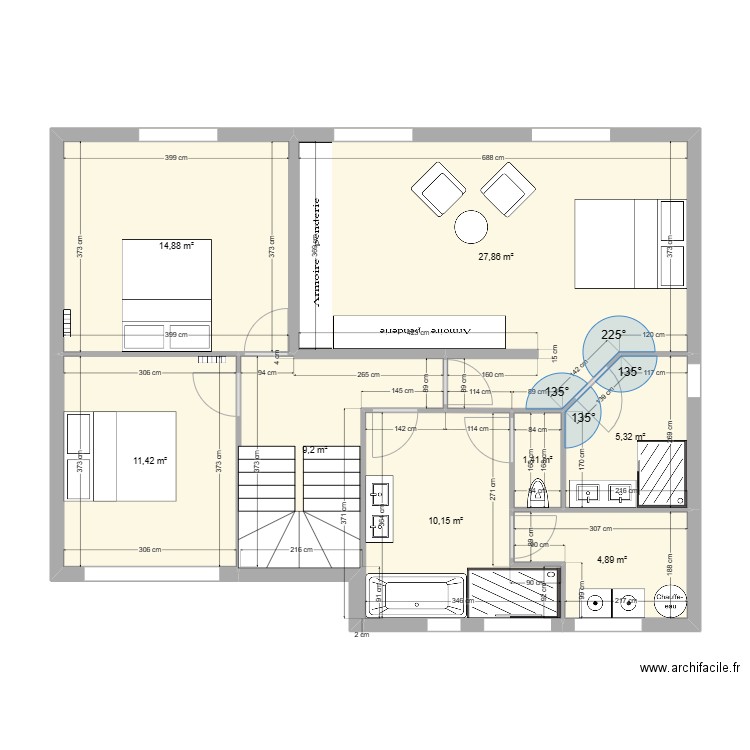 maison maca 1. Plan de 8 pièces et 85 m2