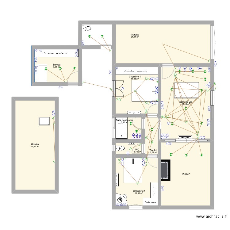 Le beausset. Plan de 10 pièces et 118 m2