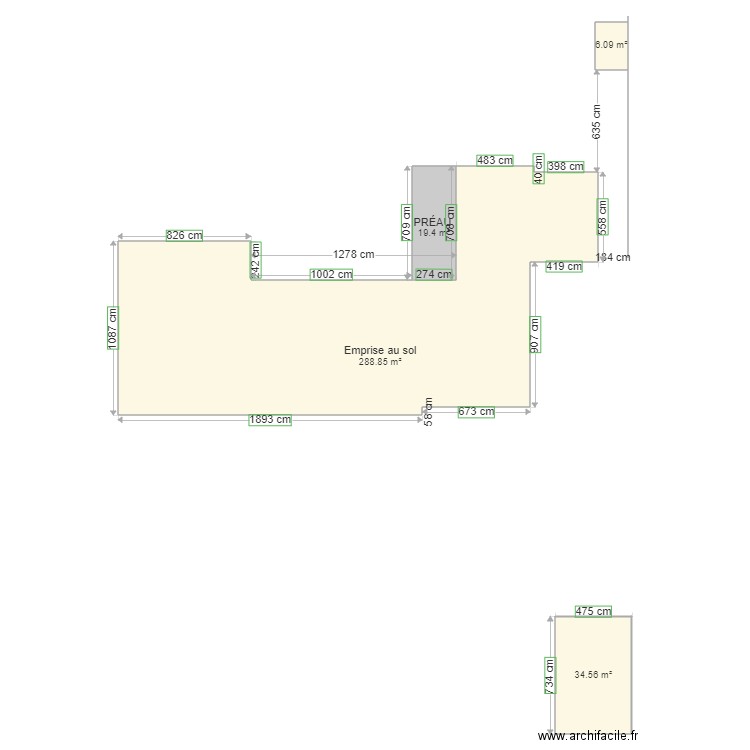 emprise au sol maison garage et lc piscine. Plan de 0 pièce et 0 m2