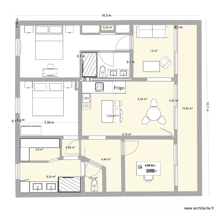 bourg cr&egrave;ve coeur. Plan de 13  et 60 m²