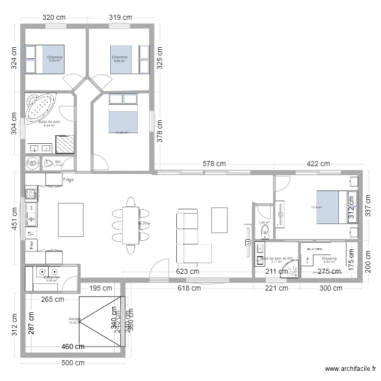 Lampaul 1. Plan de 13 pièces et 130 m2