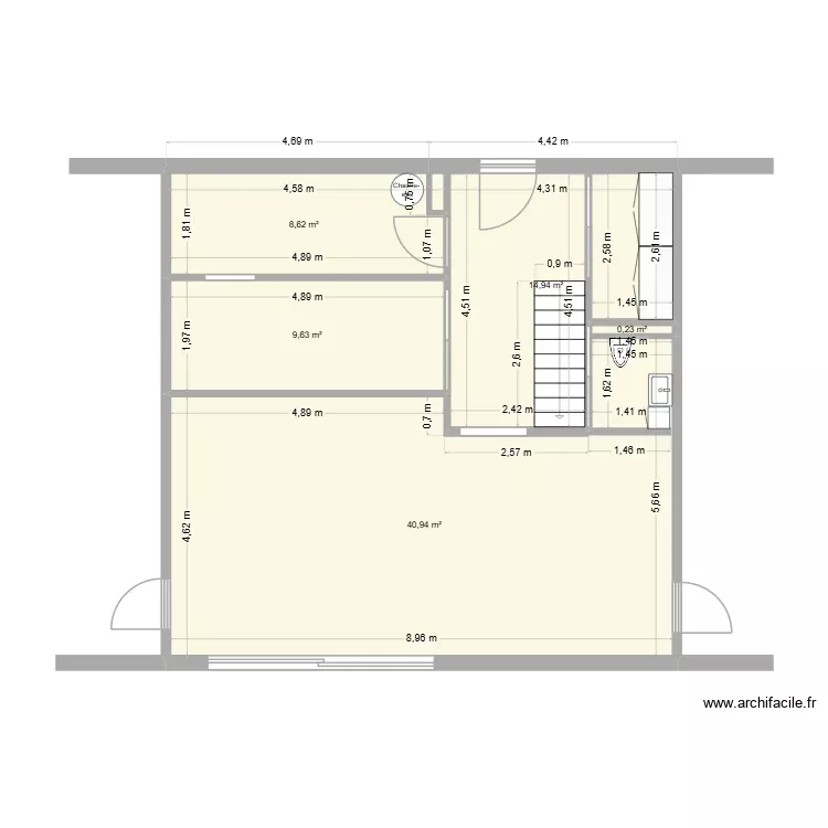 Projet centre maison. Plan de 5 Pièces et 74 m² Projet centre maison. Plan de 5 Pièces et 74 m²
