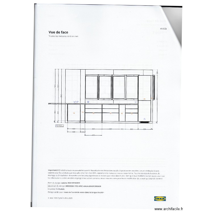 Plan électrique cuisine côté verrière. Plan de 0 pièce et 0 m2