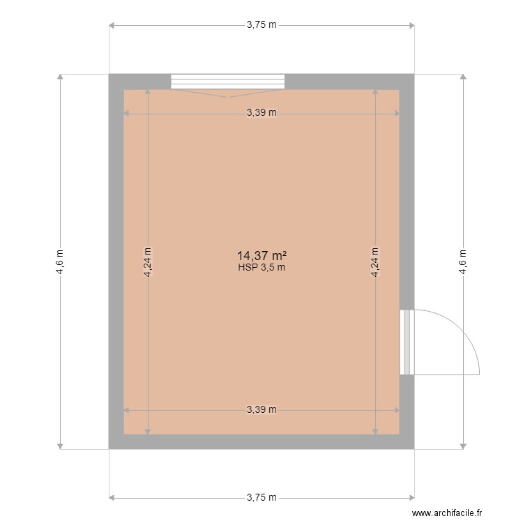 Cuisine01. Plan de 1 pièce et 14 m2