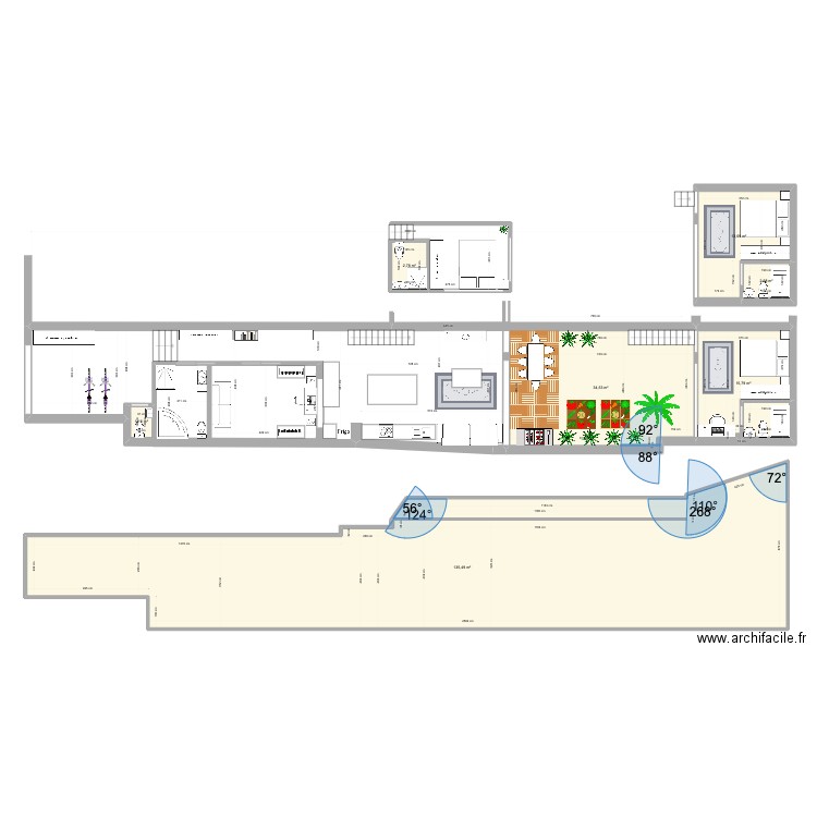 Llibertat idee duplex papa + studio entrada. Plan de 7 pièces et 206 m2