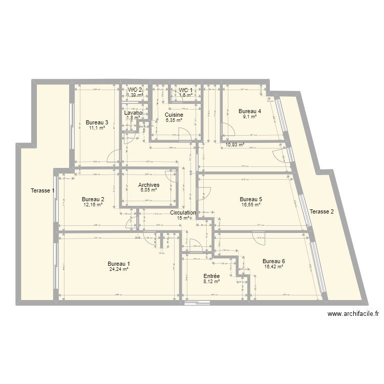 Plan existant VANVES V ArL 210422. Plan de 16 pièces et 179 m2