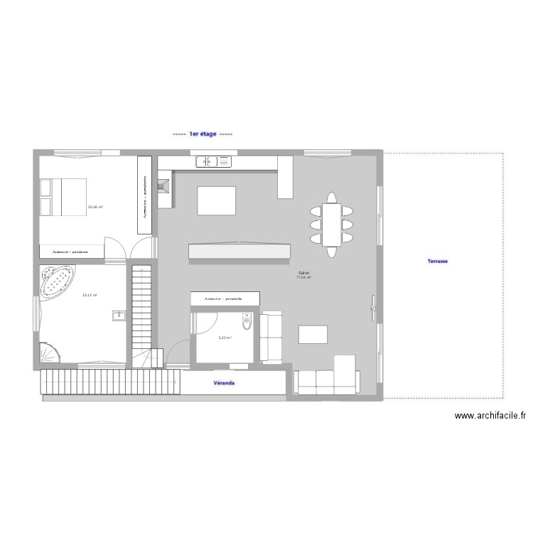 Rives etage 1. Plan de 0 pièce et 0 m2